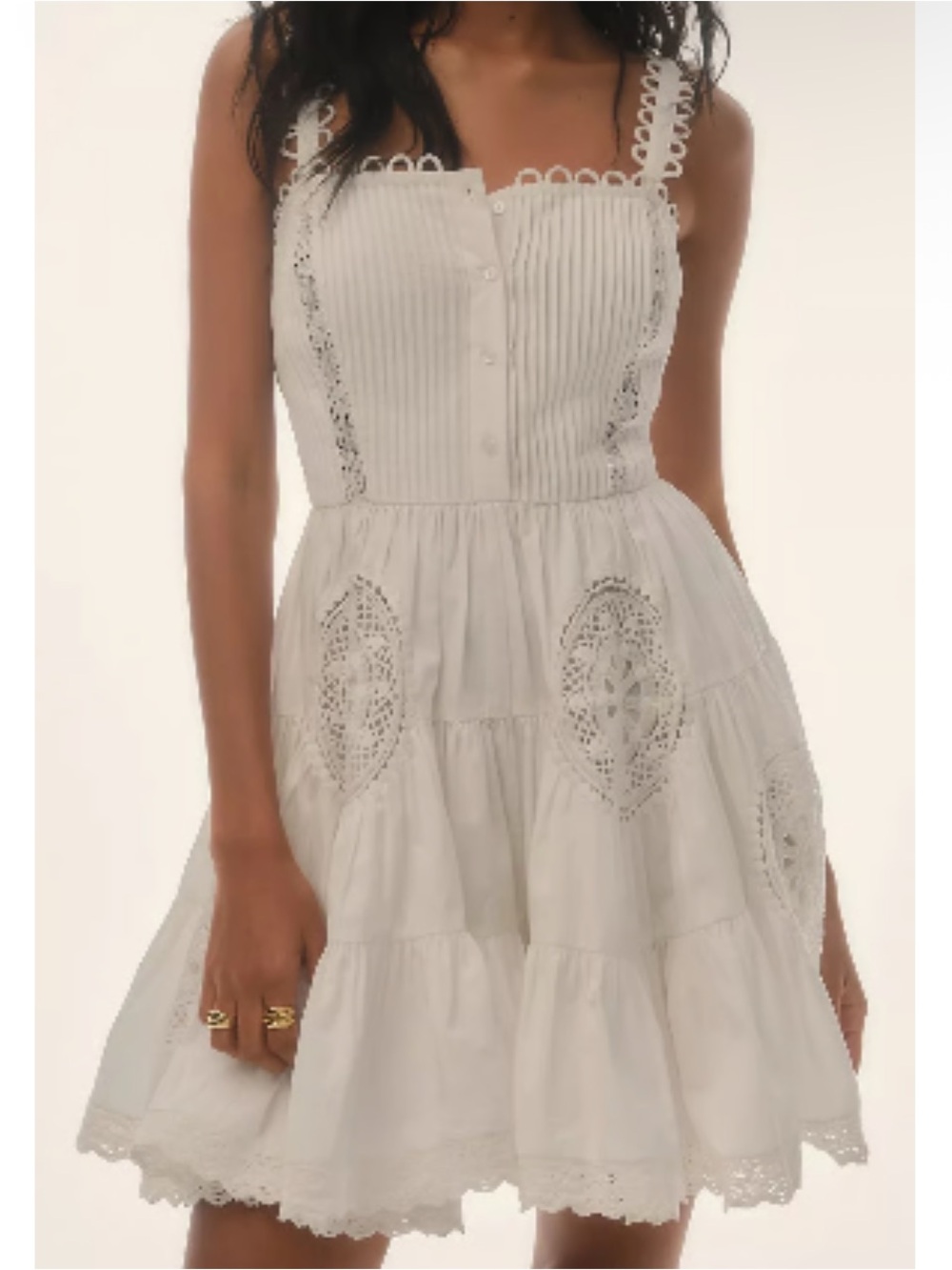 Anthropologie White Eyelet Tiered Mini Dress